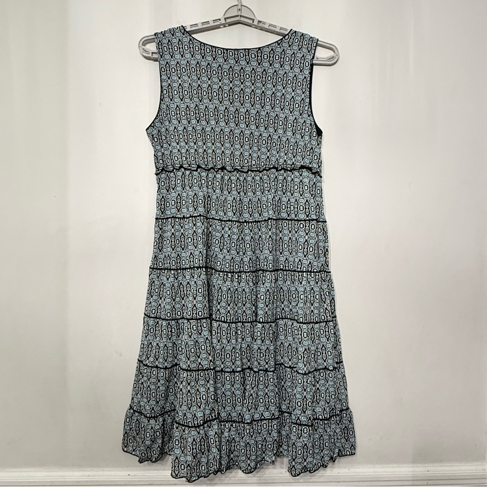 Style & Co Tiered Dress Geometric‎ Midi Black White Blue Sleeveless Summer 3X - Picture 2 of 8